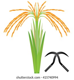 rice plant and hook vector design