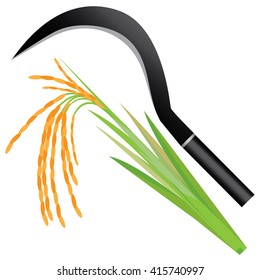 rice plant and hook vector design