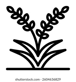 Rice plant icon line style transparent