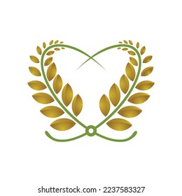 rice plant leaf logo template