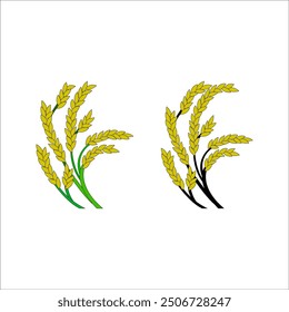 Rice plant logo design on white background vector illustration.