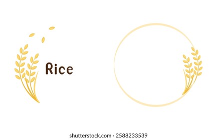 Rice plant logo signs with hand written fonts isolated on white background vector.