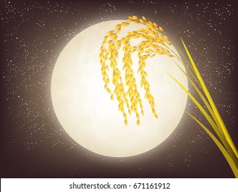 Rice plant moon background