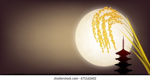 Rice plant moon background