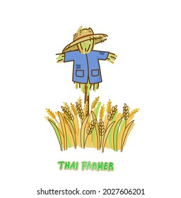 Rice plant  vector on white background.  