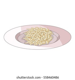 Rice in plate icon. Cartoon illustration of rice in plate vector icon for web design