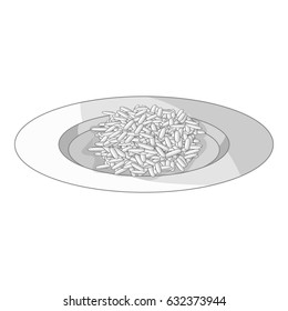 Rice in plate icon in monochrome style isolated on white background vector illustration