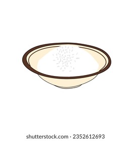 arroz en vector de placa, diseño plano
