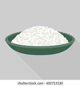 Rice In Plate Vector, Flat Design