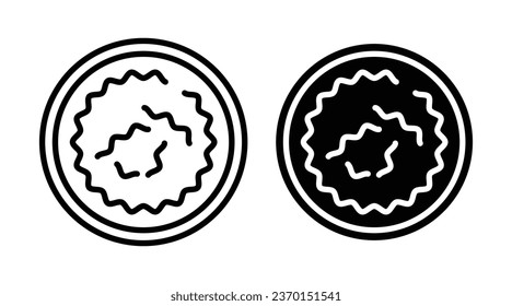 Rice in a plate vector icon set in black color. Suitable for apps and website UI designs