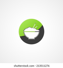 Rice in plate web icon on white background