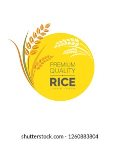 Rice, Premium Quality Rice Badge Vector Illustration