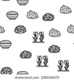 Rice For Preparing Delicious Food Vector Seamless Pattern Thin Line Illustration