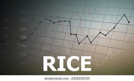 Rice price charts in commodity market. Agricultural business concept. Financial market graph and price quotation. Defocused trading screen background.