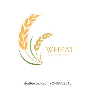 Rice product banner logo. organic grain. Premium quality rice. Vector illustration