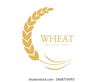 Rice product banner logo. organic grain. Premium quality rice. Vector illustration