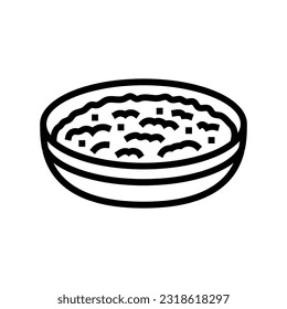 vector de icono de línea de alimentos dulces para el bol de pudding de arroz. ordeño de arroz con leche de plato dulce. símbolo de contorno aislado ilustración negra