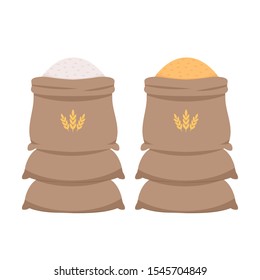 Rice sack cartoon vector. rice bag. symbol. logo design.
