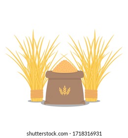 Rice sack cartoon vector. rice bag. symbol. logo design.