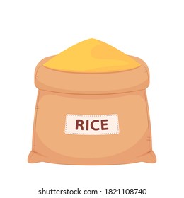 Vector de caricatura de saco de arroz. Bolsa de arroz. símbolo. Diseño de logotipo.
