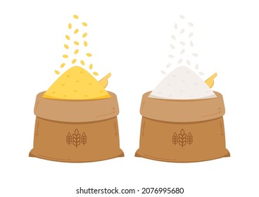 Rice sack cartoon vector. rice bag. symbol. logo design.