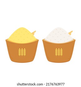 Vector de caricatura de saco de arroz. Bolsa de arroz. símbolo. Vector Paddy.