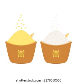 Rice sack cartoon vector. Rice bag. symbol. Paddy vector.