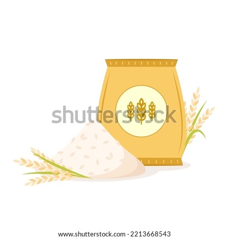 Rice sack cartoon vector. Rice bag. symbol. Paddy vector. Pile of Rice.
