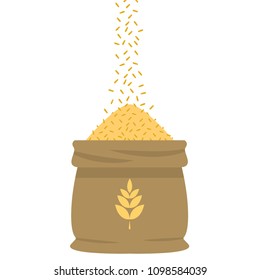 Rice sack cartoon vector. free space for text. wallpaper. background. symbol vector. rice drop.