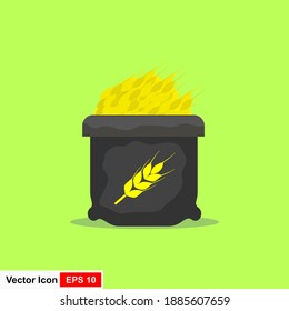 Vector de caricatura de saco de arroz. símbolo. espacio libre para texto. fondo de pantalla. de fondo.