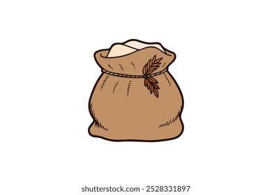 Icono de saco de arroz - Clipart de saco dibujado a mano marrón para la agricultura y la ilustración de almacenamiento de granos