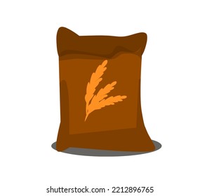 Rice sack icon in flat style. Vector illustration