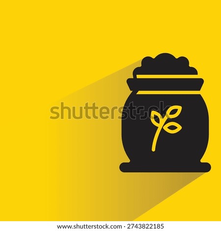 rice sack icon with shadow on yellow background