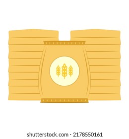 Rice sack vector. Flour bag. Full bag of flour with wheat ears. flat vector illustration isolated on white background.