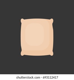 Rice in sackcloth bag vector flat icon, Flat design of cooking ingredient, food object on the dark background, vector illustration with shadows