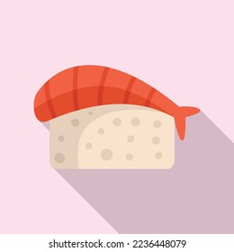 Rice salmon icon flat vector. Sushi japanese. Japan shrimp
