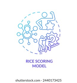 RICE scoring model blue gradient concept icon. Teamwork organization. Round shape line illustration. Abstract idea. Graphic design. Easy to use in infographic, promotional material, article, blog post
