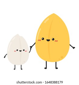 Diseño de carácter de semilla de arroz. vector de arroz sobre fondo blanco. 
