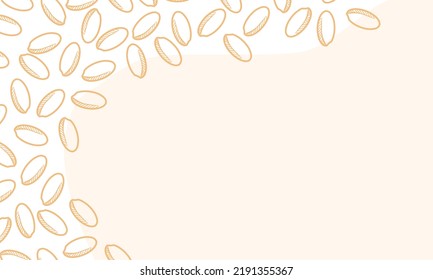 Rice seeds background with copy space vector illustration. 