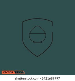 Icono de escudo de arroz vector gráfico de la plantilla