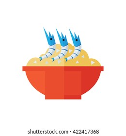 rice and shrimp vector