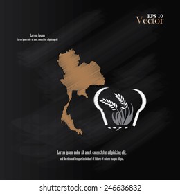 Rice with sickle on chalkboard,rice vector  