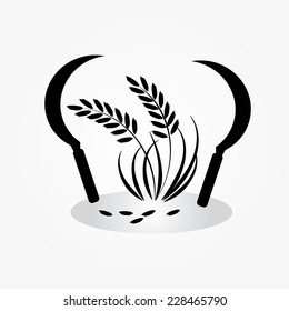 Rice with sickle on gray background,rice vector