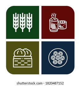 rice simple icons set. Contains such icons as Wheat, Sticky rice, Dumpling, can be used for web, mobile and logo
