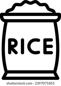Icono de línea de vector único de arroz