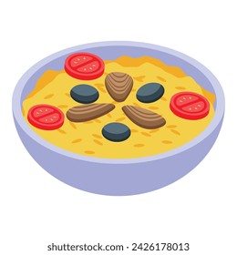 Rice soup icon isometric vector. Portuguese cuisine. Dish meal