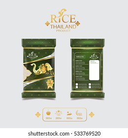Rice Style Thailand Product Design Packaging Template and Background Concept.