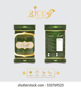 Rice Style Thailand Product Design Packaging Template and Background Concept.