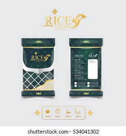 Rice Style Thailand Product Design Packaging Template and Background Concept.