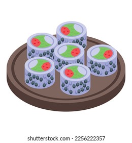 Rice sushi roll icon isometric vector. Japanese food. Cuisine menu